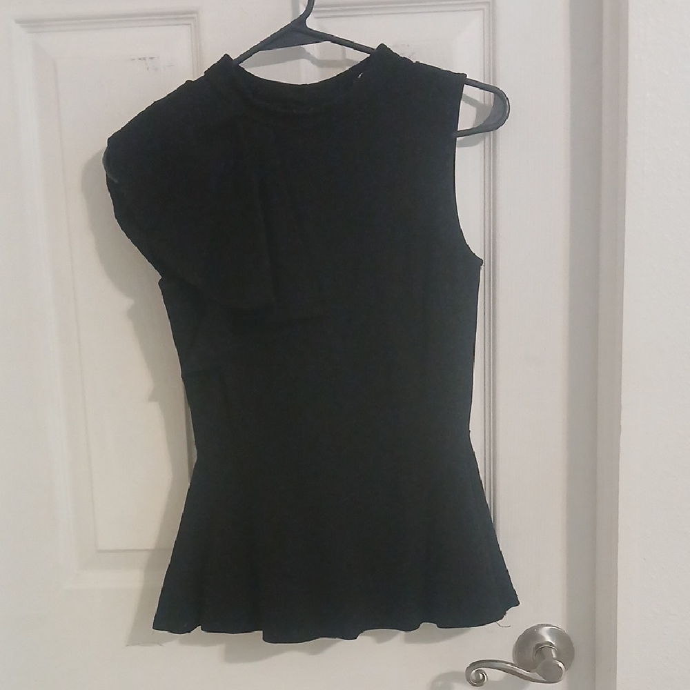 Black Asymmetrical Sleeveless Bodysuit